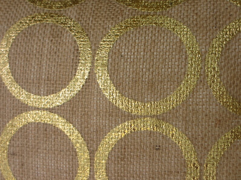 Burlap Pillow Cover, Metallic Silver or Gold Circles Metallic Burlap, Shabby Chic Metallic Decorative Throw Pillow, Sparkly Accent Pillow image 4