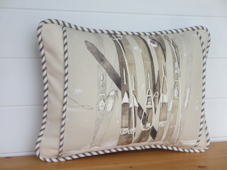 Winter Pillow Ski Pillow Beige Christmas Paris Fabric Etsy