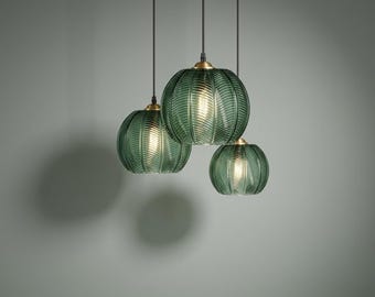 Nordic Green Leaf Glass Pendant Light – Scandinavian Modern Hanging Lamp
