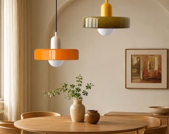 Colored Glass Pendant Lamp – Nordic Retro Ceiling Light for Kitchen Island