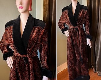 1970s Velvet Leopard Print Robe S- XL