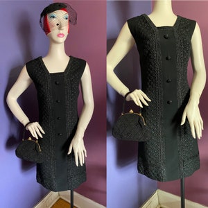 60s Designer Embroidered Dress S