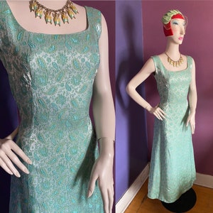 Vintage 1960s Mermaid Paisley Evening Gown M