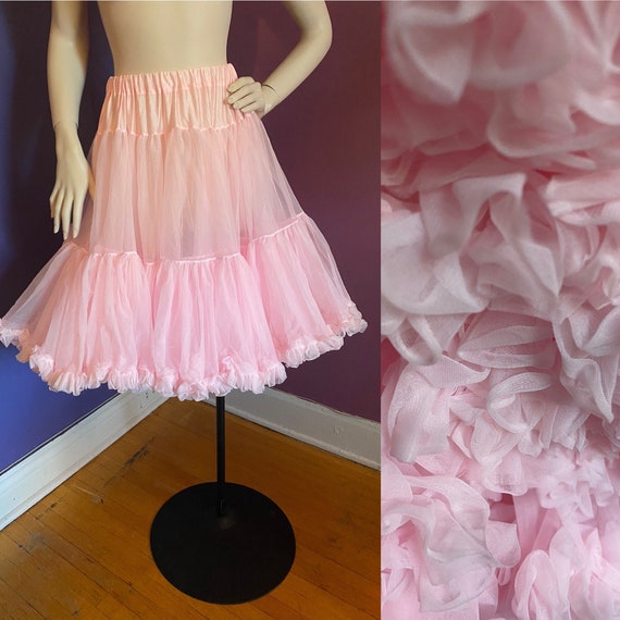 Vintage 1950s Style Pink Crinoline Petticoat M XL