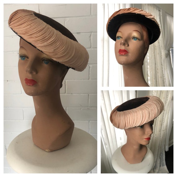 Vintage 1950s 1960s Chocolate Brown Velvet and Blu