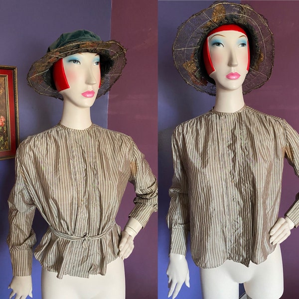 Edwardian Silk Striped Blouse XS-M