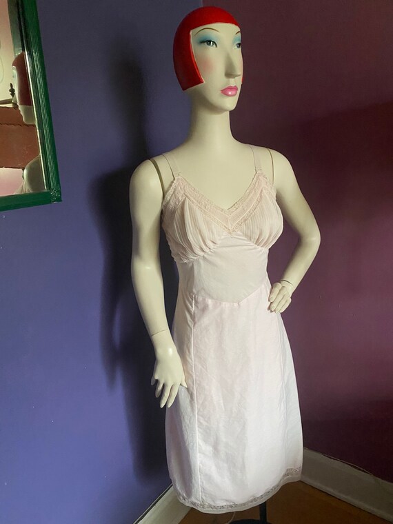 1940s Pink Crystal Pleat Cotton Slip Dress French… - image 5