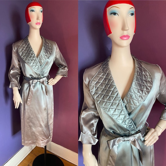 1940s Satin Robe Dressing Gown S M