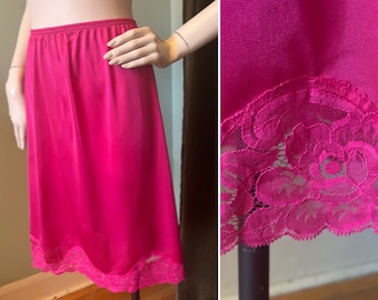 Vintage Hot Pink Lace Half Slip Skirt Slip XXL