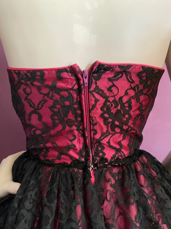 1980s Sweetheart Petal Bust Black Cherry Lace Bal… - image 6