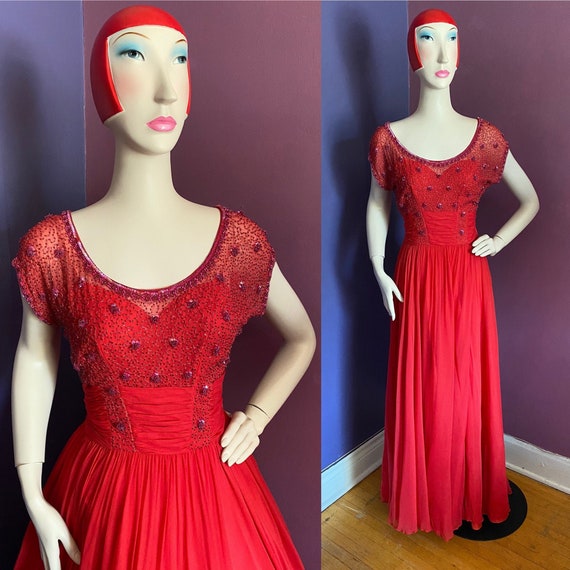 Vintage 1940s Designer Frank Starr Gown M
