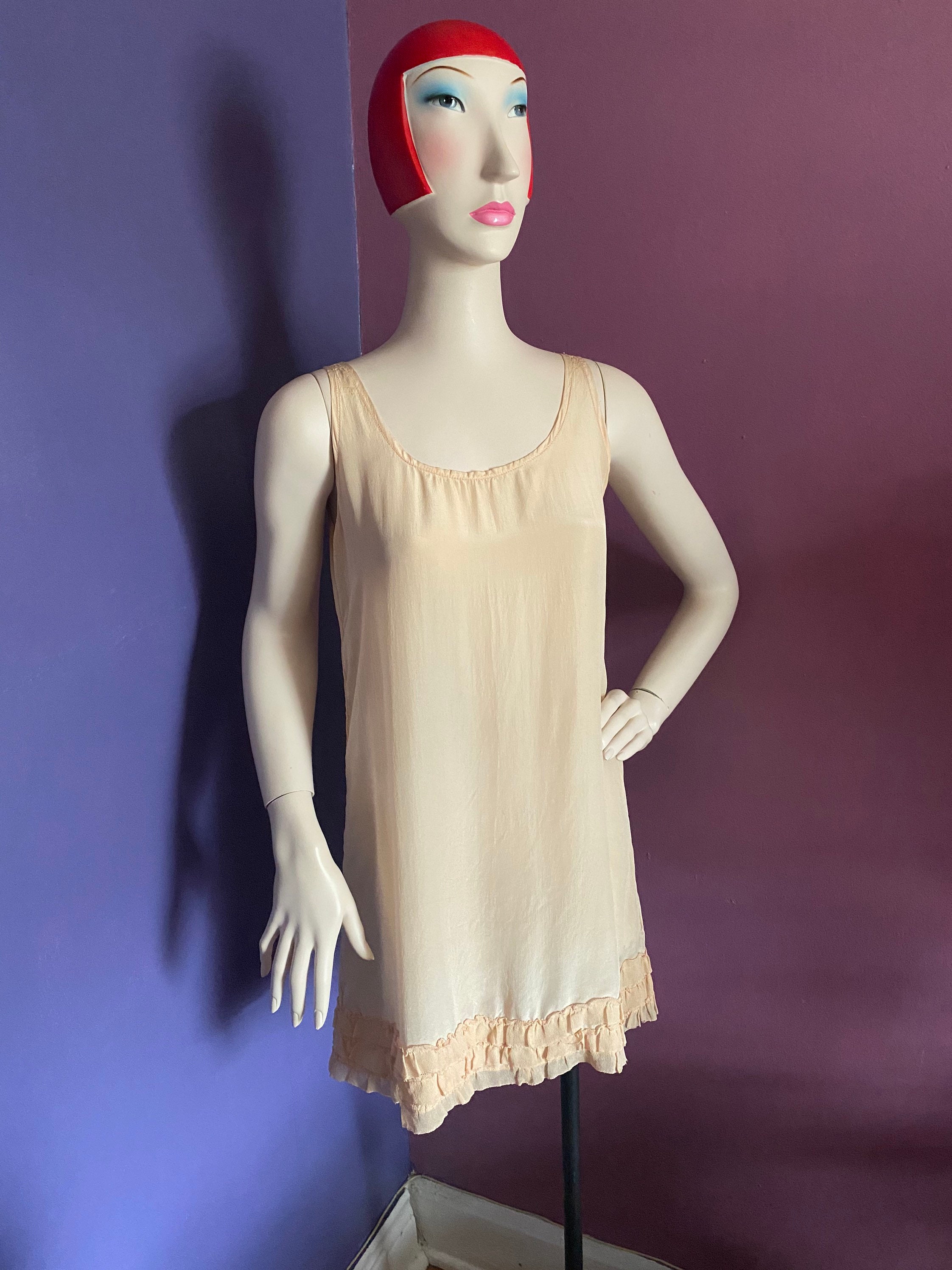 Vintage 1920s Short Slip With Ruffles XS S - Etsy Sweden