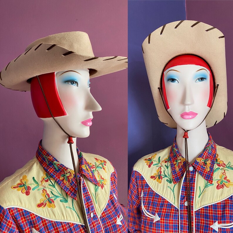 Vintage 1950s Cowboy Hat 21\u201d