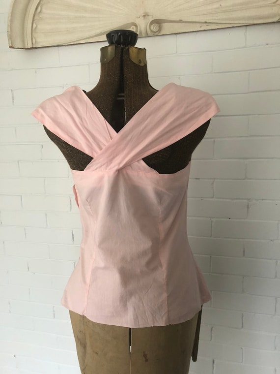 Vintage 1950s Sugar Pink Blouse M/L - image 8