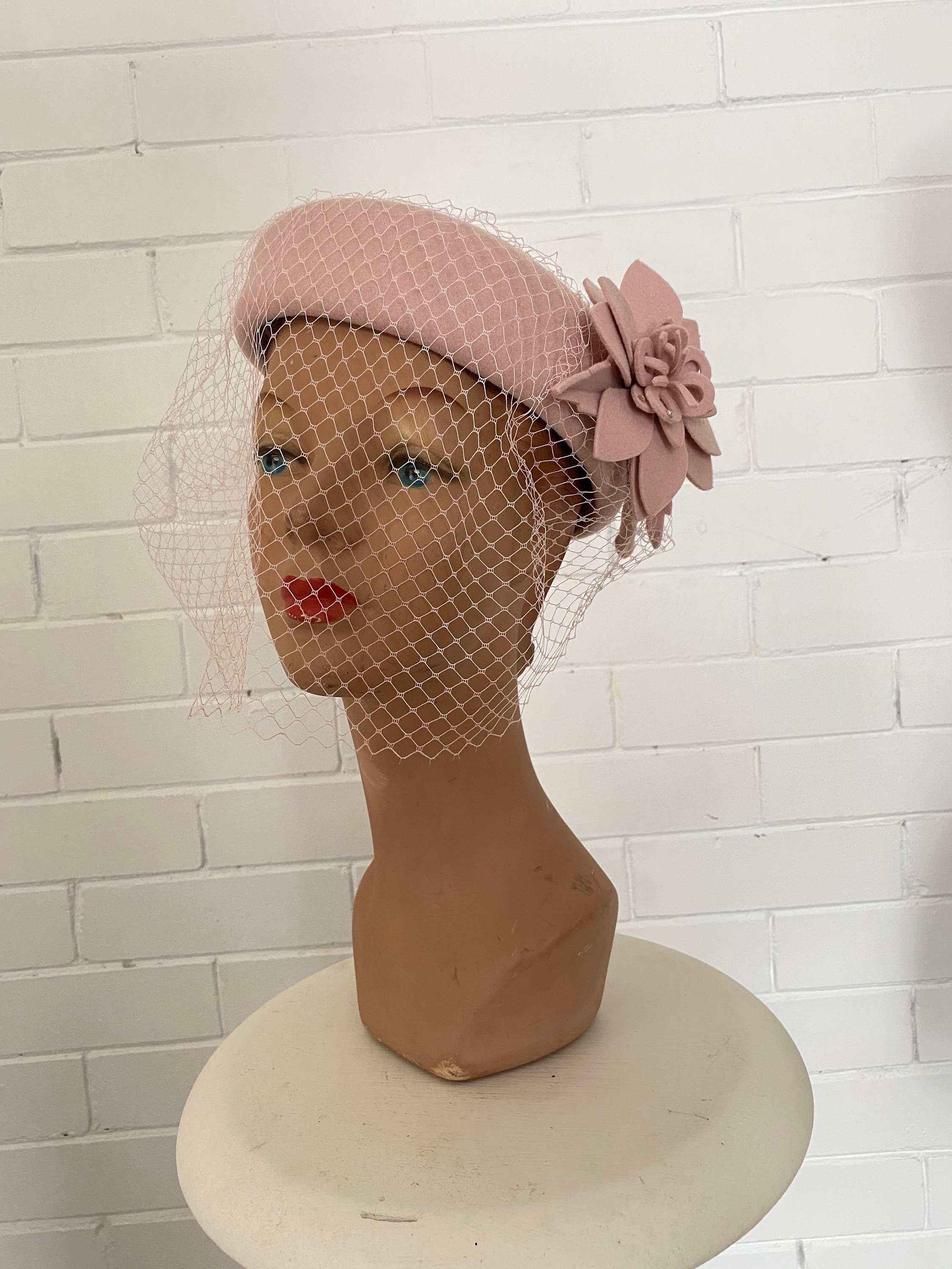 Vintage 1960s Fur Felt Pillbox Hat Pink Black Rhinestone Brooch Jackie O Pink Jackie O Pillbox Hat - Etsy Canada main image 2