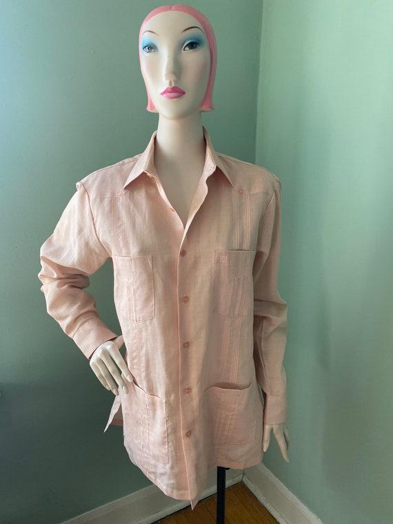 1970s Blush Pink Collared Shirt Givenchy M - image 2