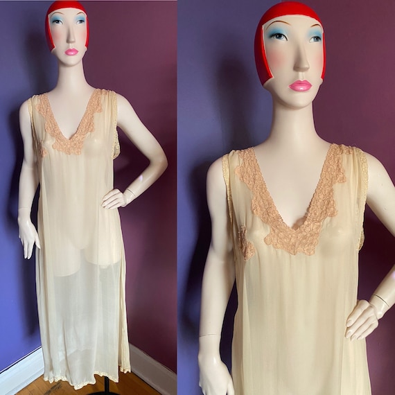 1920s Silk Nightgown S M - Gem