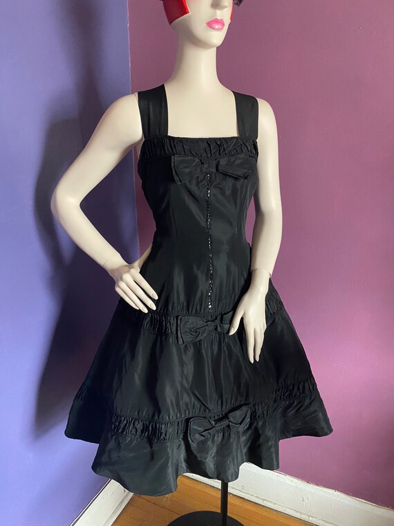 Vintage 1950s Black Taffeta Party Dress Johnathan… - image 3