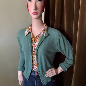 1950s Vintage Teal Cardigan S M L