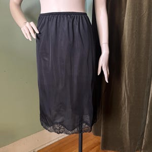 60s 70s Black Half Slip Skirt S-L
