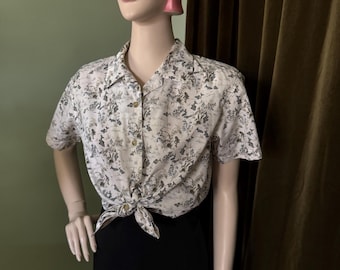 Vintage 2000s Novelty Print Fish Blouse M