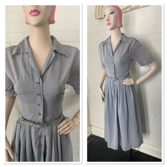 Vintage 1950s Striped Acetate Day Dress by Mode O