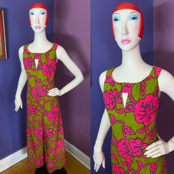 Vintage 1960s Hawaiian Jumpsuit M L