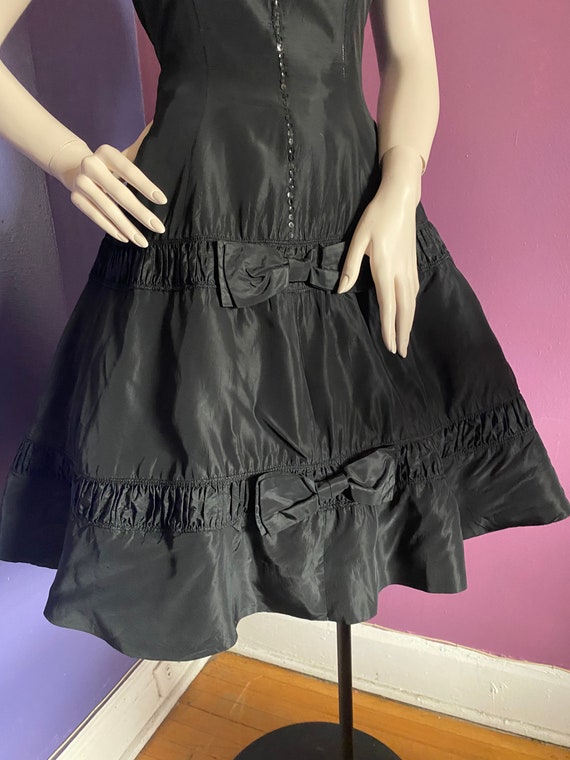 Vintage 1950s Black Taffeta Party Dress Johnathan… - image 7