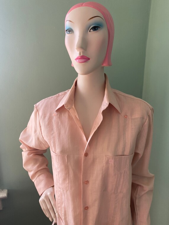 1970s Blush Pink Collared Shirt Givenchy M - image 5