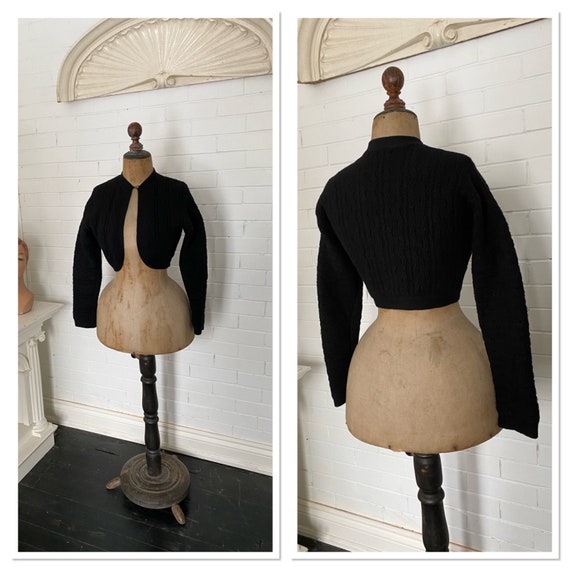 Vintage 1940s 1950s Cable Knit Cropped Bolero Shru