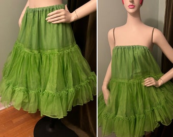 1950s Lime Green Crinoline Petticoat M L XL