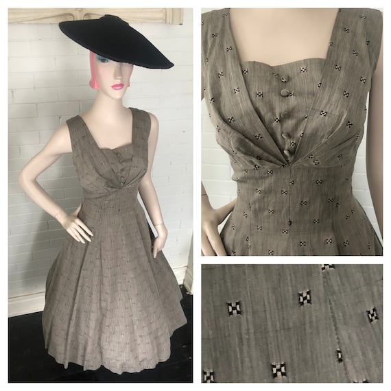 Vintage 1950's Silk New Look Party Dress Volup L X