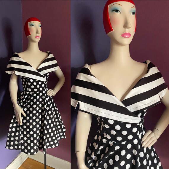 Vintage 1980s does 1950s Polka Dot Party Dress Vol