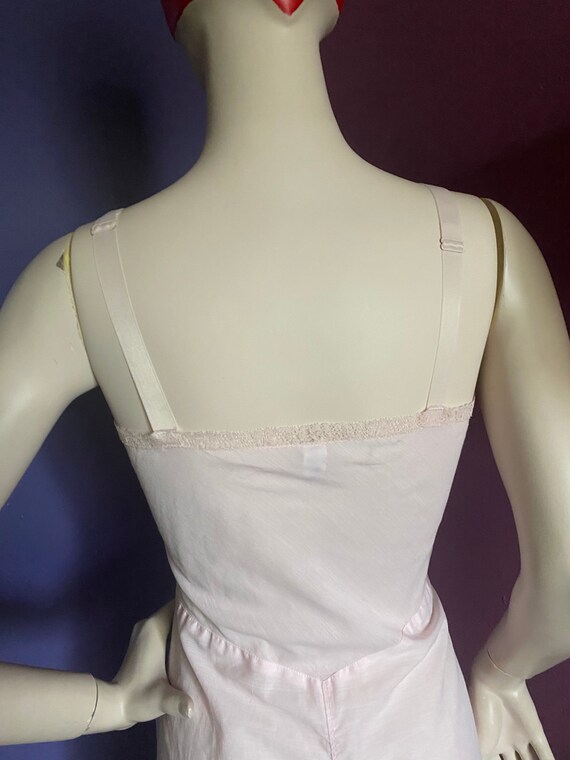 1940s Pink Crystal Pleat Cotton Slip Dress French… - image 7