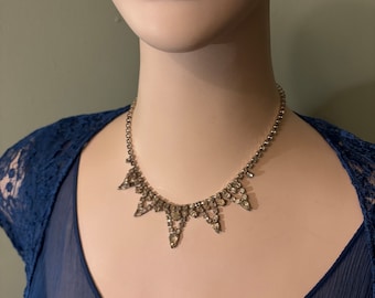 Vintage 1950s Rhinestone Art Deco Choker Necklace