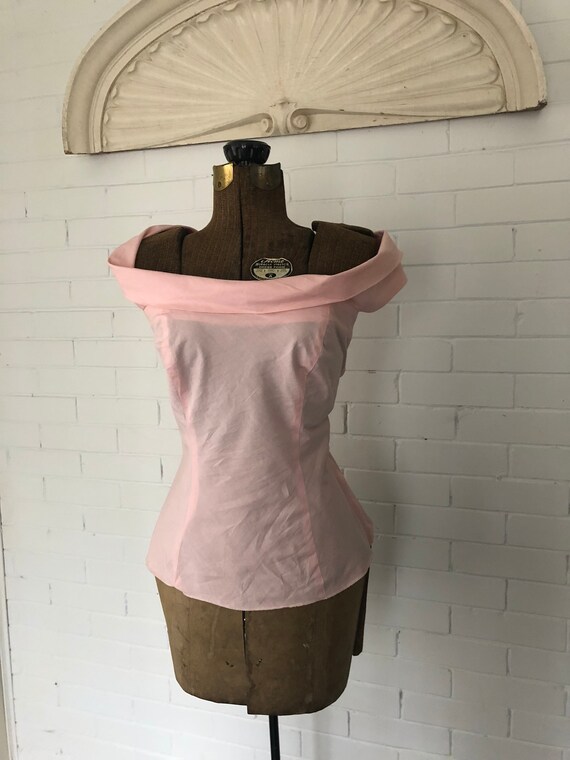 Vintage 1950s Sugar Pink Blouse M/L - image 7