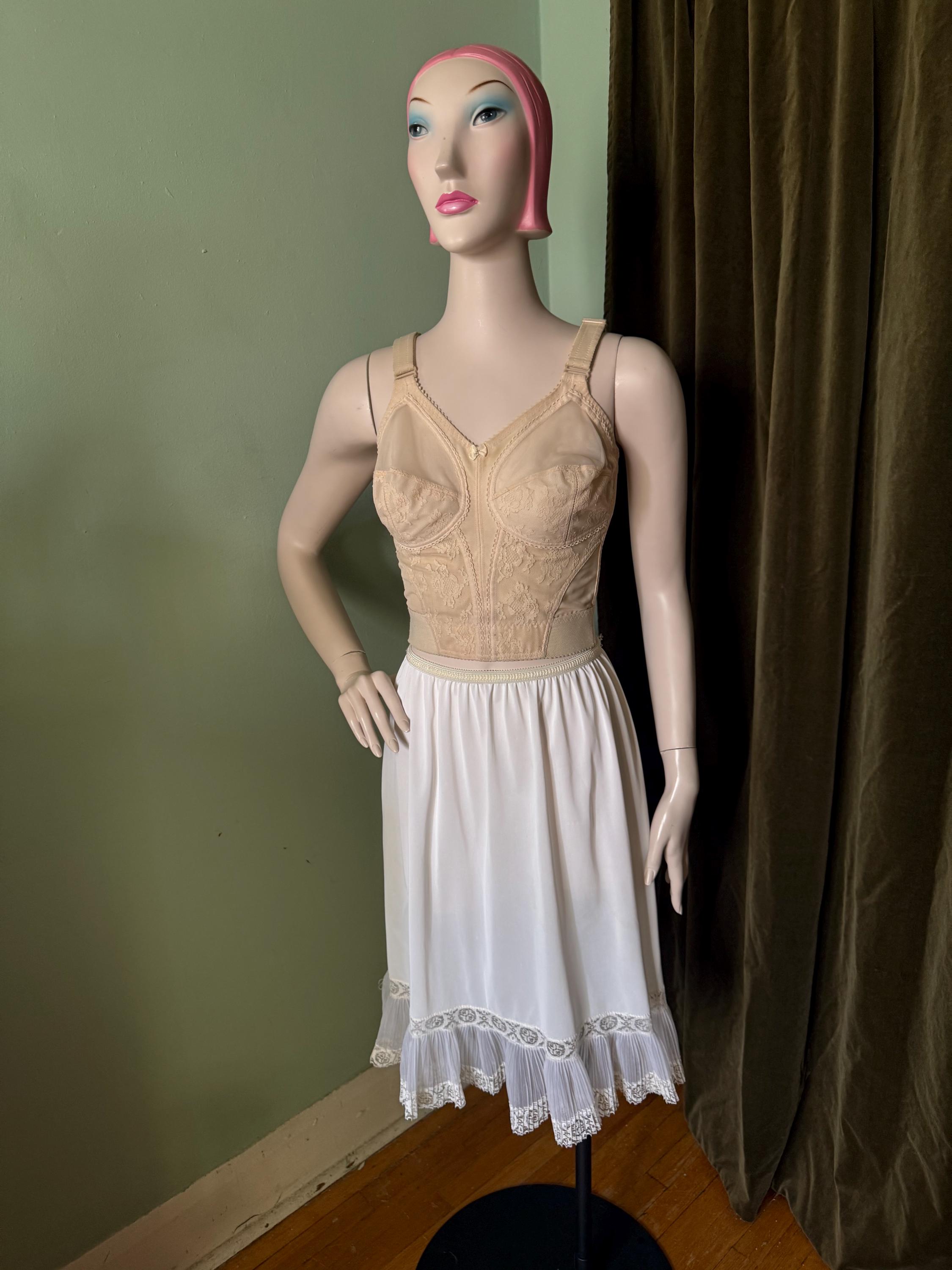 50s Half Slip Skirt Crystal Pleat White M L XL