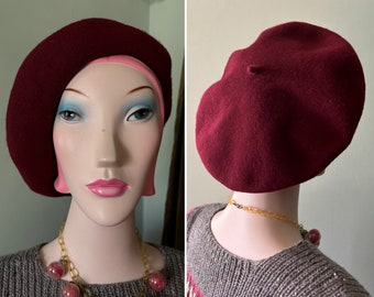 Vintage Burgundy French Beret Hat