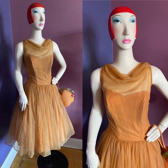 Vintage 1950s Full Skirt Prom Party Dress M