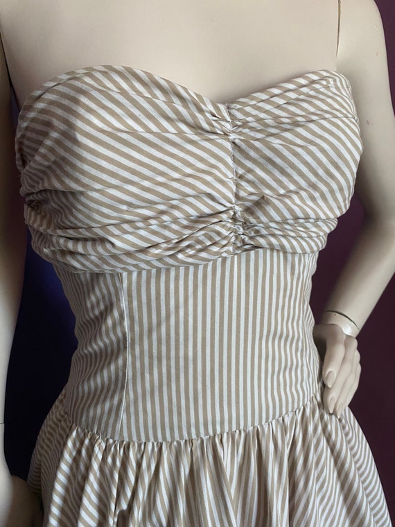 Vintage 1980s does 50s Striped Sundress and Scarf… - image 3