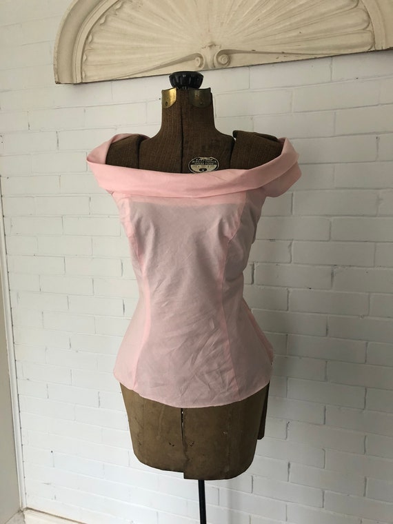 Vintage 1950s Sugar Pink Blouse M/L - image 6