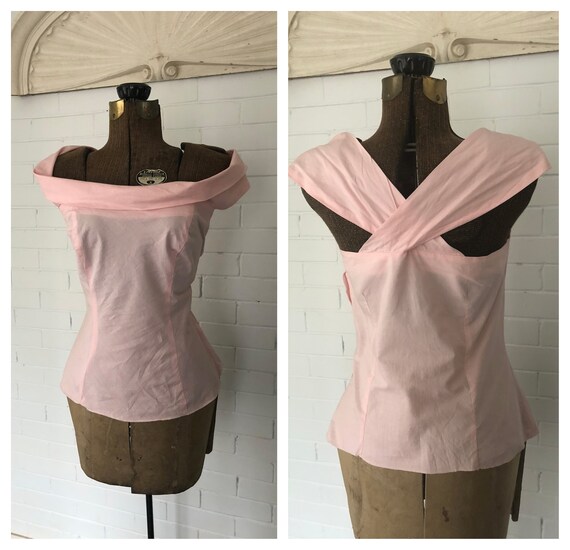 Vintage 1950s Sugar Pink Blouse M/L - image 1