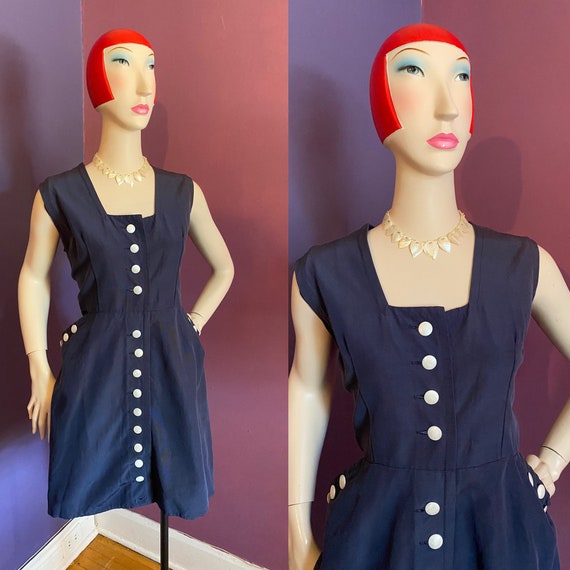 Vintage 1950s Shirt Waist Mini Dress XL - image 1