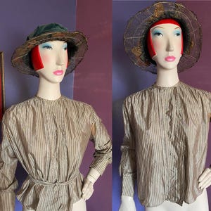 Edwardian Silk Striped Blouse XS-M