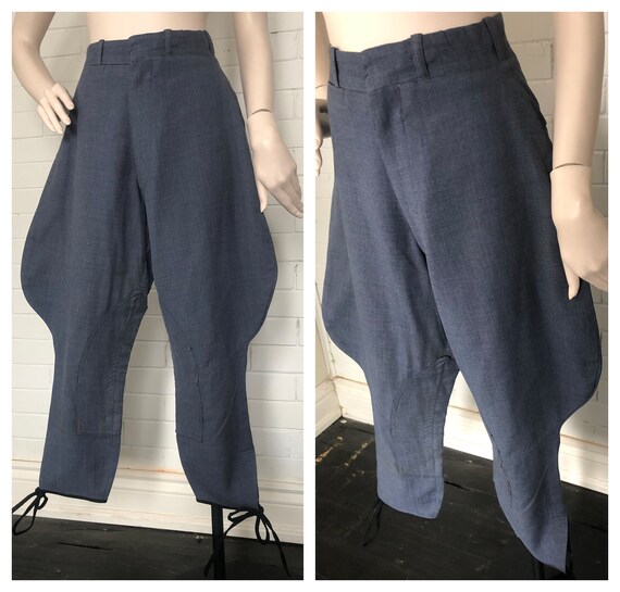 Vintage 1960s Blue Wool Chambray Jodhpurs Riding P