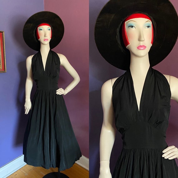 Vintage 1950s Halter Dress M L XL Volup
