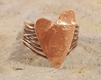 Whimsical and  Beautiful Copper Heart Ring