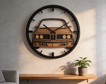 BMW E30 Wooden Wall Clock|Modern Minimalist Oak Wall Clock|Handmade Wooden Decor|Perfect Gift for BMW Enthusiasts|Contemporary Home&Office