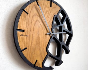 murale en bois géométrique abstraite | Montre Mid-Century en chêne moderne | Grande pièce unique | Art mural contemporain | Gi de pendaison de crémaillère