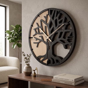 3D Oak Tree of Life Wall Clock | Large Wooden Wall Art | Nature Inspired Family Tree Decor | Unique Housewarming & Wedding Gift | Oversized